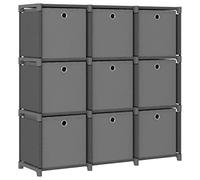 FUDUGEHMIOFWFJJ Modern Fabric Cube Storage Organizer with 9 Boxes, Grey Steel Frame Shelving Unit 103x30x107.5cm for Home Decor, Living Room Bedroom Office, Space Saving Multifunctional Display Shelf