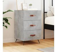 FUDUGEHMIOFWFJJ Modern Gray Cement Nightstand with Drawers 40x40x66 cm Engineered Wood Bedside Table for Bedroom Living Room Storage Organizer