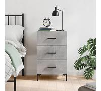 FUDUGEHMIOFWFJJ Modern Gray Cement Nightstand with Drawers 40x40x66 cm Engineered Wood Bedside Table for Bedroom Living Room Storage Cabinet with Metal Legs