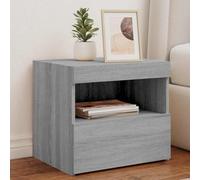 FUDUGEHMIOFWFJJ Modern LED Nightstands 2-Pack Gray Sonoma 50x40x45 cm with RGB Lighting, Multilayer Wood Bedside Tables with Storage Shelves for Bedroom Decor