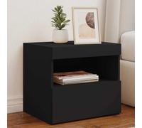 FUDUGEHMIOFWFJJ Modern LED Nightstands 2pcs Black 50x40x45 cm with RGB Lighting, Multilayer Wood Bedside Tables with USB Charging for Bedroom Decor, Storage Cabinets with Adjustable LED Lights