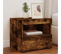 FUDUGEHMIOFWFJJ Modern LED Nightstands 2PCS Smoke Oak Bedroom Furniture with RGB Lights, Multifunctional Side Table with Storage Shelf for Living Room, Bedside Cabinet 50x40x45cm