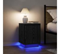 FUDUGEHMIOFWFJJ Modern LED Nightstands Set of 2 Black 38x34x50 cm with RGB Lighting, Bedroom Side Tables with USB Charging, Durable Engineered Wood Storage End Tables for Living Room