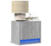 FUDUGEHMIOFWFJJ Modern LED Wall Mounted Nightstands 2-Pack Gray Sonoma with RGB Lighting, Bedroom Floating Side Tables with Drawer Storage, Space Saving Bedside Furniture for Small Rooms