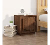 FUDUGEHMIOFWFJJ Modern Nightstand Brown Oak 44x35x45 cm Engineered Wood Multilayer Bedside Table with Door Storage Shelf for Bedroom Living Room