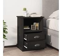 FUDUGEHMIOFWFJJ Modern Nightstand Set of 2 Black Bedside Tables with Drawers 43x36x60 cm Engineered Wood Storage Cabinet for Bedroom Living Room