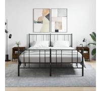 FUDUGEHMIOFWFJJ Modern Nightstand Set of 2 Brown Oak Engineered Wood Bedside Tables with Drawer and Shelf 40x35x47.5cm Storage Cabinet for Bedroom Living Room
