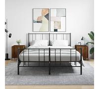 FUDUGEHMIOFWFJJ Modern Nightstand Set of 2 Brown Oak Engineered Wood Bedside Tables with Storage Shelf and Metal Legs for Bedroom Living Room Home Decor 40x40x50cm