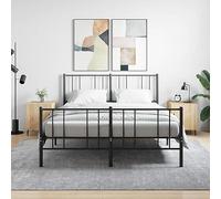 FUDUGEHMIOFWFJJ Modern Nightstand Set of 2 with Storage Shelf, Engineered Wood Bedside Table with Metal Legs for Bedroom Living Room, 40x40x50cm Sonoma Oak Finish