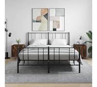 FUDUGEHMIOFWFJJ Modern Nightstand Set of 2 with Storage Shelf, Engineered Wood Bedside Table with Metal Legs, Smoke Oak Finish 40x40x50cm for Bedroom Living Room