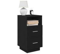 FUDUGEHMIOFWFJJ Modern Nightstand with 2 Drawers Black 36x36x68 cm Bedside Table, Durable Particle Board Storage Cabinet for Bedroom Furniture Organizer with Smooth Surface and Easy Assembly