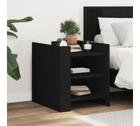 FUDUGEHMIOFWFJJ Modern Nightstand with 2 Storage Shelves, Black Wood Bedside Table 45x50x50 cm, Multifunctional End Table for Bedroom Living Room, Sturdy Composite Wood Construction
