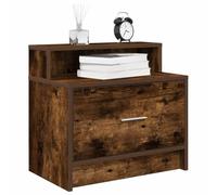 FUDUGEHMIOFWFJJ Modern Nightstand with Drawer 2-Pack, Smoke Oak Bedside Table with Storage, Compact 51x31x47 cm Bedroom Furniture for Small Spaces, Sturdy Particle Board Design