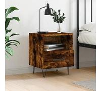 FUDUGEHMIOFWFJJ Modern Nightstand with Drawer and Shelf, Smoked Oak Finish Engineered Wood Bedside Table 40x35x47.5cm for Bedroom Living Room Storage Organization