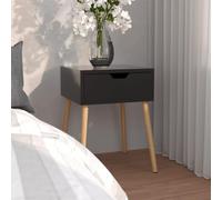 FUDUGEHMIOFWFJJ Modern Nightstand with Drawer, Black Glossy Finish Multilayer Wood Bedside Table 40x40x56 cm for Bedroom Storage, Assembly Required