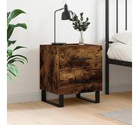 FUDUGEHMIOFWFJJ Modern Nightstand with Drawers, Engineered Wood Bedside Table, Smoke Oak Finish 40x35x47.5cm, Metal Legs for Bedroom Living Room Storage Organizer