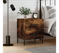 FUDUGEHMIOFWFJJ Modern Nightstand with Drawers, Engineered Wood Bedside Table with Metal Legs, 40x35x47.5cm Smoke Oak Storage Cabinet for Living Room Bedroom