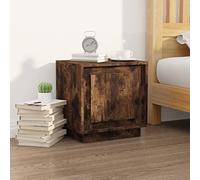 FUDUGEHMIOFWFJJ Modern Nightstand with Storage, Engineered Wood Bedside Table with Door, Multifunctional End Table for Bedroom Living Room, Smoke Oak Finish 44x35x45 cm