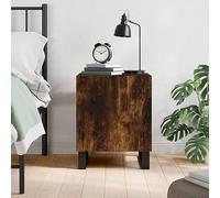 FUDUGEHMIOFWFJJ Modern Nightstand with Storage Shelf, Engineered Wood Bedside Table with Metal Legs, Smoke Oak Finish 40x40x50 cm for Bedroom Living Room