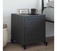 FUDUGEHMIOFWFJJ Modern Nightstand with Wheels, Cold Rolled Steel Bedside Table, Anthracite Bedroom Organizer with Storage Shelf for Living Room, Office, 36x39x43.5 cm