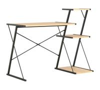 FUDUGEHMIOFWFJJ Modern Office Desk with Shelf, Black & Oak 116x50x93 cm, Sturdy X-Leg Design, Spacious Workstation for Home Office, Study, Computer Work, Durable Powder-Coated Steel Frame