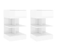 FUDUGEHMIOFWFJJ Modern White Glossy Nightstands Set of 2, Multifunctional Bedside Tables with Wall Anchor, 40x35x65 cm Storage Cabinet for Bedroom Living Room