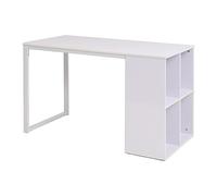 FUDUGEHMIOFWFJJ Modern White Office Desk 120x60x75 cm with 4 Storage Compartments, Sturdy Steel Frame & Melamine Finish, Easy to Assemble Computer Desk for Home Office Study Workstation
