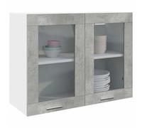FUDUGEHMIOFWFJJ pensile sopra lavatrice,armadio sospeso,mobile pensile,Mobile Pensile con Vetro Grigio Cemento 80x31x60 cmPer l'uso in cucina