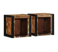 FUDUGEHMIOFWFJJ Reclaimed Wood Nightstand Set of 2 Wall Mounted Multicolor 40x35x40cm Bedside Tables with Storage Shelf for Modern Bedroom Decor