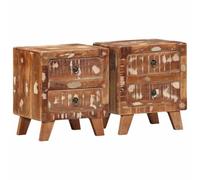 FUDUGEHMIOFWFJJ Reclaimed Wood Nightstands Set of 2, Solid Wood Bedside Tables with Storage Shelf, Vintage Bedroom Furniture 40x32x46 cm for Modern Home Decor