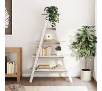 FUDUGEHMIOFWFJJ Scaffale 5 Ripiani in Legno Massello di Pino, Libreria a Forma di A 110x40x180,5 cm, Rustico Multiuso per Soggiorno Cucina, Bianco, Stabile e Facile da Montare