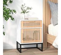 FUDUGEHMIOFWFJJ Scandinavian Nightstand with Drawer and Shelf, White Bedside Table 40x30x55.5 cm, Engineered Wood and Metal Frame for Bedroom Storage Organizer