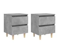 FUDUGEHMIOFWFJJ Scandinavian Nightstand with Drawers, Solid Pine Wood Legs, 2-Piece Set Cement Gray 40x35x50 cm, Modern Bedside Table for Bedroom Living Room