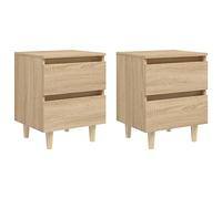 FUDUGEHMIOFWFJJ Scandinavian Nightstands 2-Pack with Solid Pine Legs, Sonoma Oak Finish, 2-Drawer Bedside Tables for Bedroom, Living Room, 40x35x50 cm Modern Storage Furniture