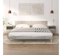 FUDUGEHMIOFWFJJ Scandinavian Nightstands Set of 2, Gray Cement Finish Bedside Tables with Drawer and Shelf, 40x35x47 cm Eucalyptus Wood Legs for Bedroom Decor