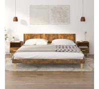 FUDUGEHMIOFWFJJ Scandinavian Nightstands Set of 2, Smoke Oak Bedside Tables with Storage Drawer and Shelf, 40x35x47 cm Modern Bedroom Furniture for Home Decor