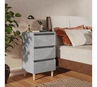 FUDUGEHMIOFWFJJ Scandinavian Nightstands with Solid Wood Legs, 2-Piece Set Gray Cement Finish, 3 Drawer Bedside Tables for Bedroom, 40x35x69cm Storage Organizer