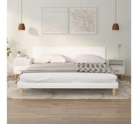 FUDUGEHMIOFWFJJ Scandinavian Style Nightstand Set of 2 White Bedside Tables with Drawer and Shelf 40x35x47 cm Solid Eucalyptus Wood Legs for Bedroom Decor