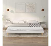 FUDUGEHMIOFWFJJ Scandinavian Style Nightstand Set of 2, White Glossy Bedside Tables with Eucalyptus Wood Legs, 40x35x47 cm Storage Cabinet for Bedroom Living Room