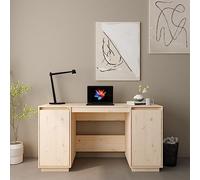 FUDUGEHMIOFWFJJ Scrivania 140x50x75 cm in Legno Massello di Pino, Modern Home Office Desk with Large Work Surface, Sturdy Pine Wood Construction, Ergonomic Design for Study & Work, Easy Assembly