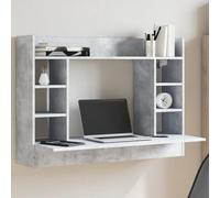 FUDUGEHMIOFWFJJ Scrivania a Parete Grigio Cemento 105x48x75cm Legno Multistrato, Sospesa Moderna con Ripiani, da Lavoro Salvaspazio per Casa Ufficio, Scrivania Multifunzionale con 6 Scomparti