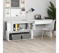 FUDUGEHMIOFWFJJ Scrivania ad Angolo Moderna Bianca 200x50x76 cm in Legno Multistrato, Girevole con 6 Vani Aperti, per Ufficio Piccolo o Casa, Scrivania Angolare con Design Funzionale e Spaziosa