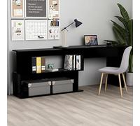 FUDUGEHMIOFWFJJ Scrivania ad Angolo Nera Moderna 200x50x76 cm in Legno Multistrato Girevole con 6 Vani, per Ufficio Piccolo o Casa, Scrivania Angolare Robusta e Compatta per Studio o Corridoio