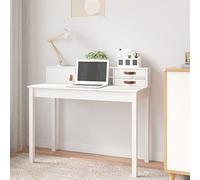 FUDUGEHMIOFWFJJ Scrivania Bianca 110x50x93 cm in Legno Massello di Pino - Elegant White Office Desk with Spacious Storage, Sturdy Frame & Space-Saving Design for Home Office, Study Room