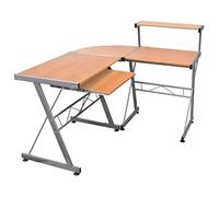 FUDUGEHMIOFWFJJ Scrivania Computer Angolo L-Shaped Marrone 132x112x99 cm Legno Multistrato Resistente, Scrivania da Ufficio con Ripiano Estraibile e Superiore, per Casa Studio Camera