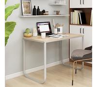 FUDUGEHMIOFWFJJ Scrivania Computer Moderna Bianca e Rovere 110x60x73 cm, Ufficio Casa con Piano in Legno Multistrato e Gambe in Metallo, Scrivania Salvaspazio Elegante per Laptop PC