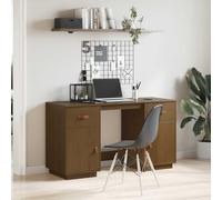 FUDUGEHMIOFWFJJ Scrivania con Armadietti in Legno Massello Pino 135x50x75cm, da Ufficio Moderna con 2 Cassetti e 4 Vani, Scrivania per Computer Casa Ufficio, Design Rustico e Funzionale, Colore Ambra