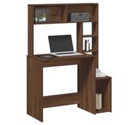 FUDUGEHMIOFWFJJ Scrivania con Mensole in Rovere Marrone 100x45x140cm - Scrivania per Computer con Ampio Piano di Lavoro e Ripiani, Legno Multistrato Durevole per Ufficio e Camera da Letto
