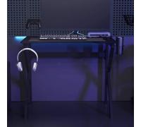 FUDUGEHMIOFWFJJ Scrivania da Gaming Nera 90x60x75 cm con Gambe a K, Design Ergonomico per PC e Console, Supporto Cuffie Controller, Portabicchieri, Tavolo da Gioco Professionale per Ufficio e Casa