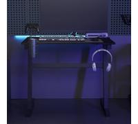 FUDUGEHMIOFWFJJ Scrivania da Gaming Nera con Luci LED RGB, Gambe a Z in Ferro, 90x60x75 cm, Tavolo PC con Supporto Cuffie e Portabicchieri, Design Ergonomic per Gamer Professionisti e Ufficio